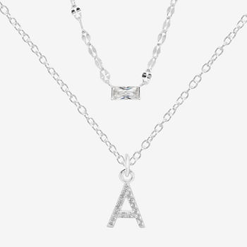 Sparkle Allure Initial Cubic Zirconia Pure Silver Over Brass 16 Inch Cable Strand Necklace