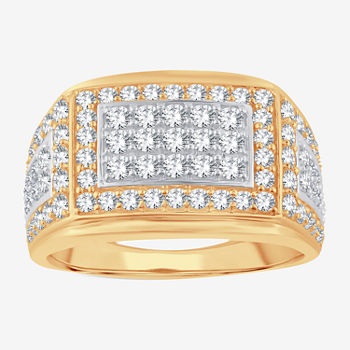 Mens 2 CT. T.W. Lab Grown White Diamond 10K Two Tone Gold Fashion Ring