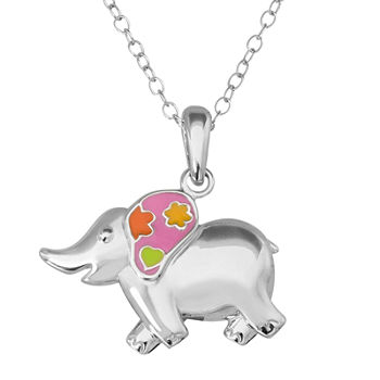 Hallmark Kids Sterling Silver Enamel Elephant Pendant Necklace