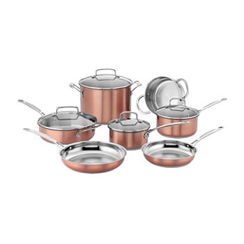 Cuisinart Blush Stainless 11-pc. Stainless Steel Dishwasher Safe Cookware Set