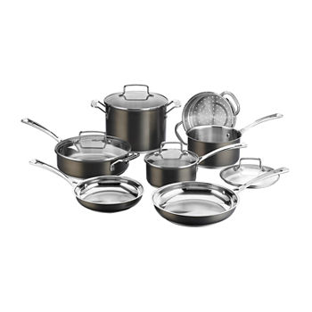 Cuisinart Black Stainless 11-pc. Stainless Steel Dishwasher Safe Cookware Set