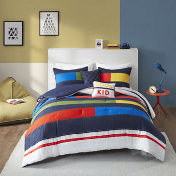 Urban Habitat Kids Emmett 5-Pc Stripes Midweight Comforter Set with decorative pillows