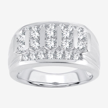 Mens 1 1/2 CT. T.W. Genuine White Diamond 10K Gold Fashion Ring