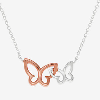 Footnotes Friends Sterling Silver 16 Inch Link Butterfly Pendant Necklace