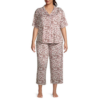 Pj Couture Womens Plus 2-pc. Short Sleeve Capri Pajama Set