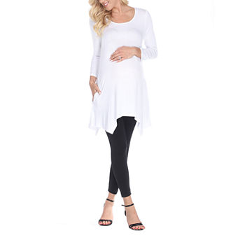 White Mark Plus Maternity Kayla Womens Scoop Neck 3/4 Sleeve Tunic Top