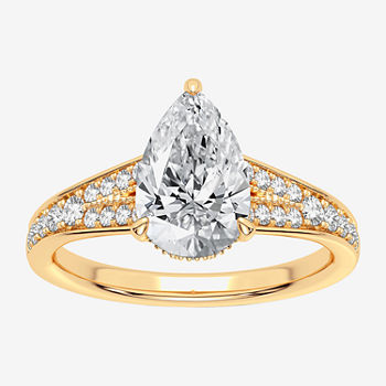 Modern Bride Signature Womens 1 3/4 CT. T.W. Lab Grown White Diamond 14K Gold Pear Engagement Ring