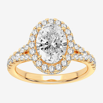 Modern Bride Signature Womens 2 3/4 CT. T.W. Lab Grown White Diamond 14K Gold Oval Halo Engagement Ring