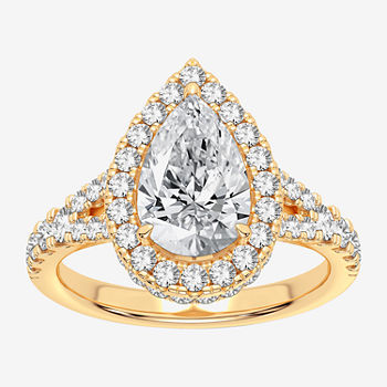 Modern Bride Signature Womens 2 3/4 CT. T.W. Lab Grown White Diamond 14K Gold Pear Halo Engagement Ring