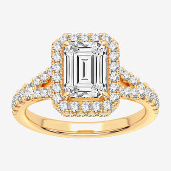 Modern Bride Signature Womens 3 3/4 CT. T.W. Lab Grown White Diamond 14K Gold Rectangular Halo Engagement Ring