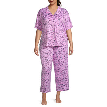 Pj Couture Womens Plus 2-pc. Short Sleeve Capri Pajama Set