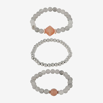 Mixit Pink & Grey 3-pc. 10 Inch Bead Bracelet Set