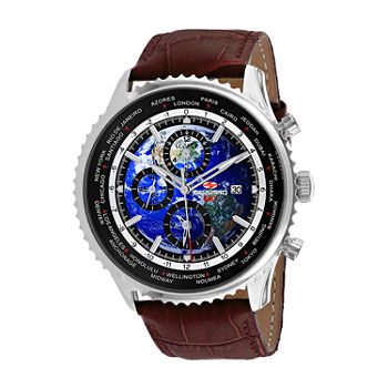 Sea-Pro Mens Brown Leather Strap Watch Sp7131