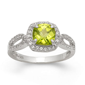 Genuine Peridot & Lab Created White Sapphire Sterling Silver Ring