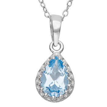 Lab-Created Aquamarine Sterling Silver Pendant Necklace