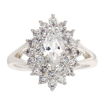 Sparkle Allure Cubic Zirconia Pure Silver Over Brass Cocktail Ring