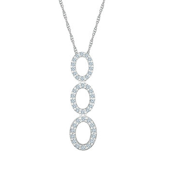Womens 1/3 CT. T.W. Genuine White Diamond 10K White Gold Circle Pendant Necklace
