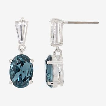 Sparkle Allure Cubic Zirconia Pure Silver Over Brass Oval Drop Earrings