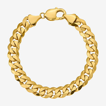 14K Gold 8-9 Inch Solid Curb Chain Bracelet