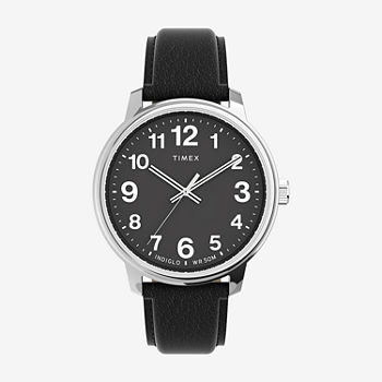 Timex Mens Black Leather Strap Watch Tw2v21400jt