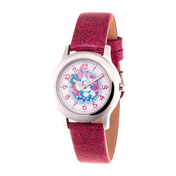 Disney Minnie Mouse Girls Pink Leather Strap Watch Wds000756