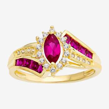 Womens Lab-Created Ruby & White Sapphire 14K Gold Over Silver Cocktail Ring