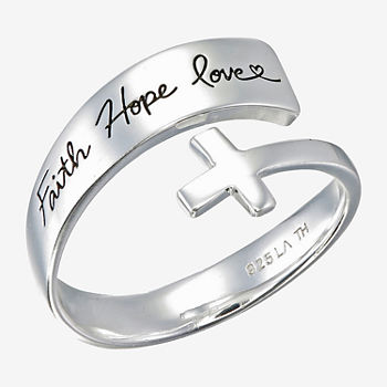 Footnotes Faith Sterling Silver Cross Bypass  Band