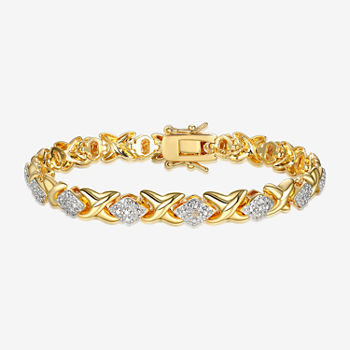 Sparkle Allure Diamond Accent 14K Gold Over Brass 7.25 Inch Oval Tennis Bracelet