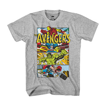 Comic Panel Mens Crew Neck Short Sleeve Regular Fit Avengers Marvel Graphic T-Shirt