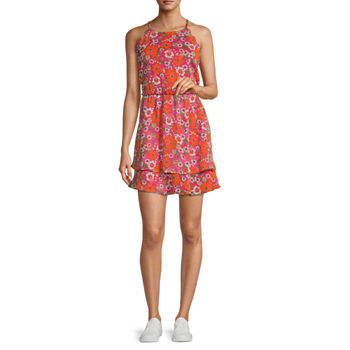 by&by Juniors Sleeveless Floral Fit + Flare Dress