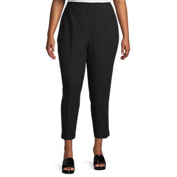 Worthington-Plus Womens High Rise Straight Fit Ankle Pant