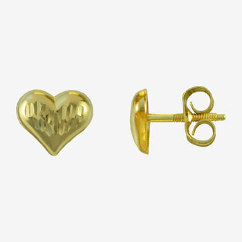 Girls 14K Gold Heart Stud Earrings