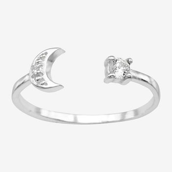 Itsy Bitsy Moon Cubic Zirconia Sterling Silver Band