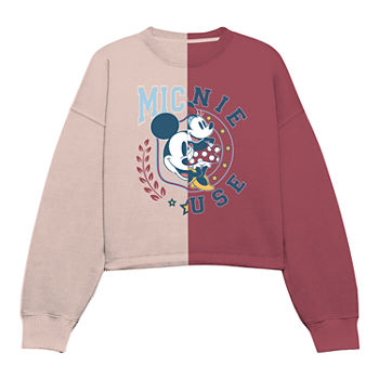 Disney Collection Little & Big Girls Crew Neck Long Sleeve Mickey and Friends Fleece Sweatshirt