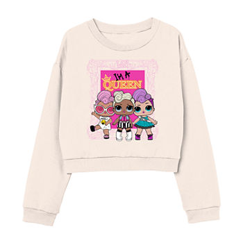Little & Big Girls Crew Neck Long Sleeve LOL Fleece Sweatshirt
