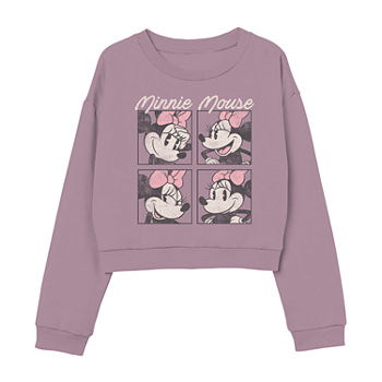 Disney Little & Big Girls Crew Neck Long Sleeve Minnie Mouse Fleece Sweatshirt