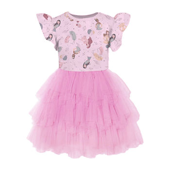 Disney Little & Big Girls Short Sleeve Flutter Sleeve Tutu Dress