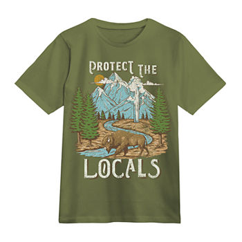 Protect The Locals Mens Crew Neck Short Sleeve Regular Fit Graphic T-Shirt
