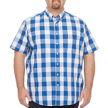 Us Polo Assn. Big and Tall Mens Classic Fit Short Sleeve Plaid Button-Down Shirt