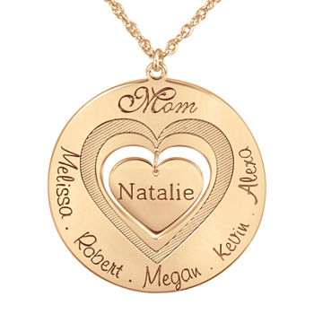 Personalized "Mom" with Child Names around Heart Pendant Necklace