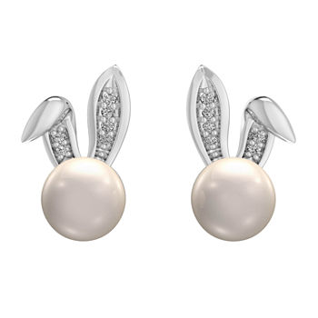 White Cultured Freshwater Pearl Sterling Silver 14.8mm Stud Earrings