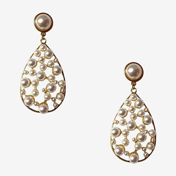 Bijoux Bar Gold Tone Simulated Pearl Drop Earrings