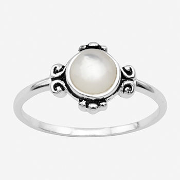 Silver Treasures Mother Of Pearl Sterling Silver Band
