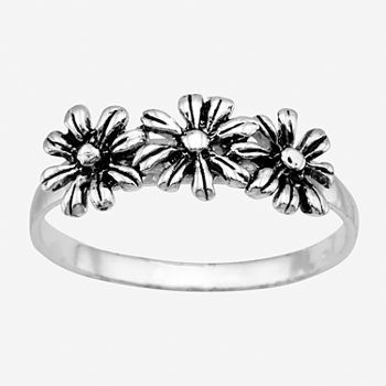 Silver Treasures Sterling Silver Flower Band