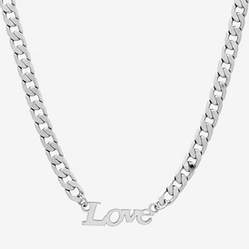 Silver Reflections Love Pure Silver Over Brass 18 Inch Box Chain Necklace