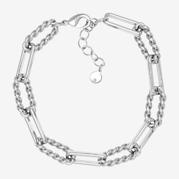 Silver Reflections Pure Silver Over Brass 7 Inch Link Charm Bracelet