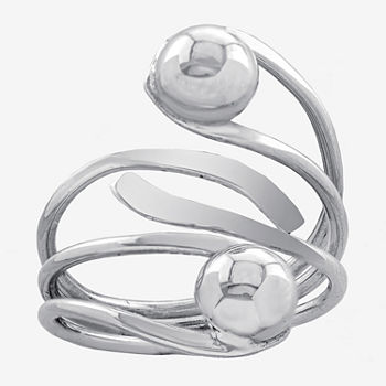 Womens Sterling Silver Bypass  Cocktail Ring