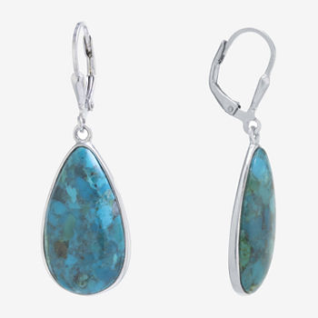 Enhanced Blue Turquoise Sterling Silver Drop Earrings