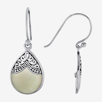 White Mother Of Pearl Sterling Silver Drop Earrings