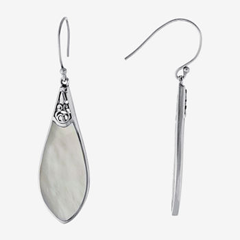 White Mother Of Pearl Sterling Silver Drop Earrings